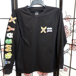 TomboyX Black Graphic Long Sleeve Crew Neck Shirt TOMBOYX Monster Letters